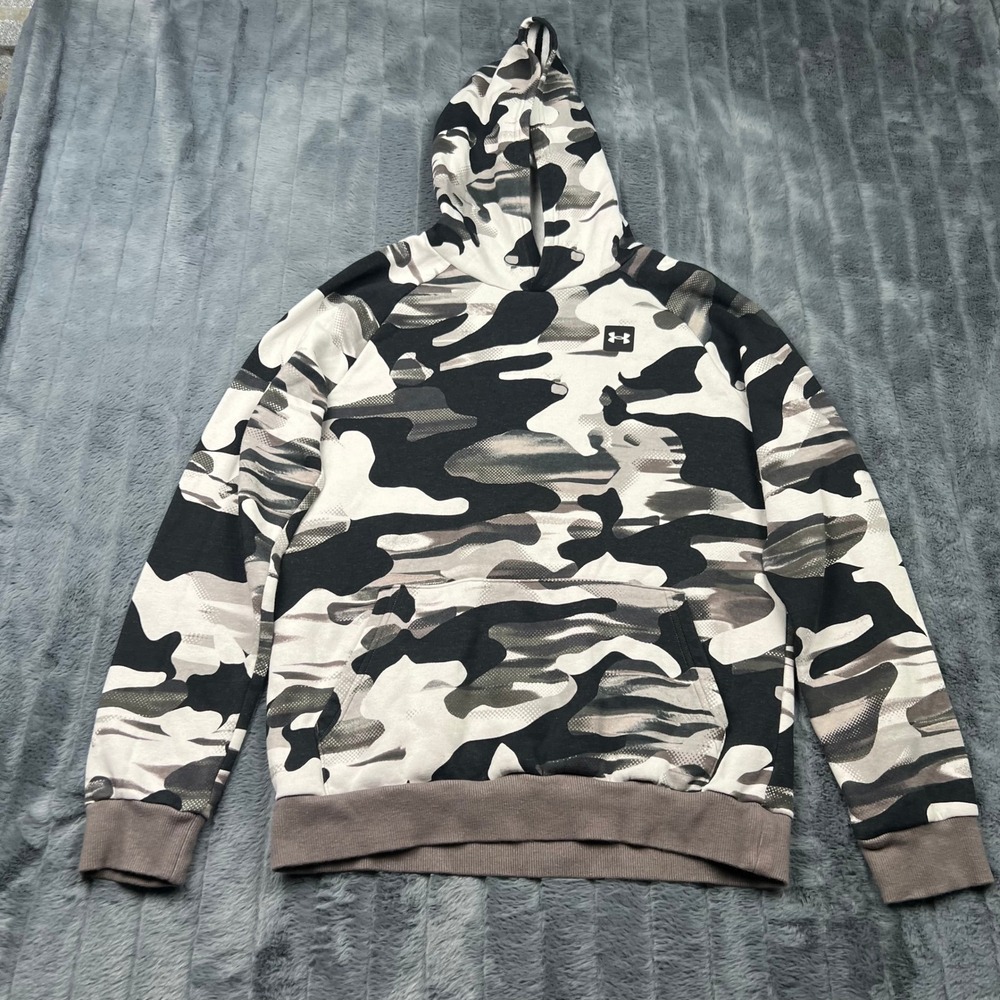 Under Armour Kids Rival Fleece Camo Hoodie Black Grey White YXL 14423
